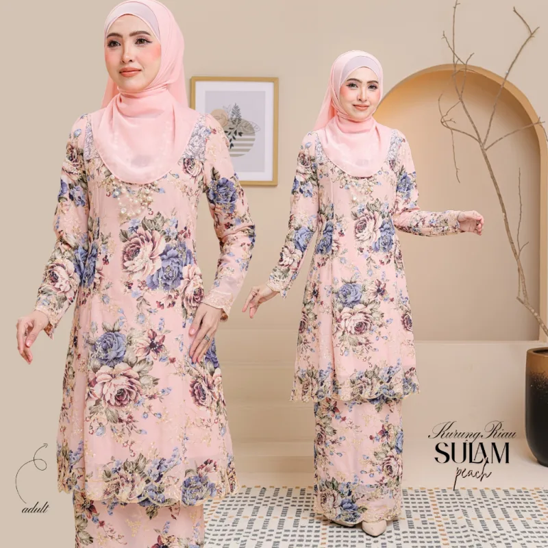 Set Family Kurung Moden Riau Sulam IN PEACH by Moff2U thumbnail 3