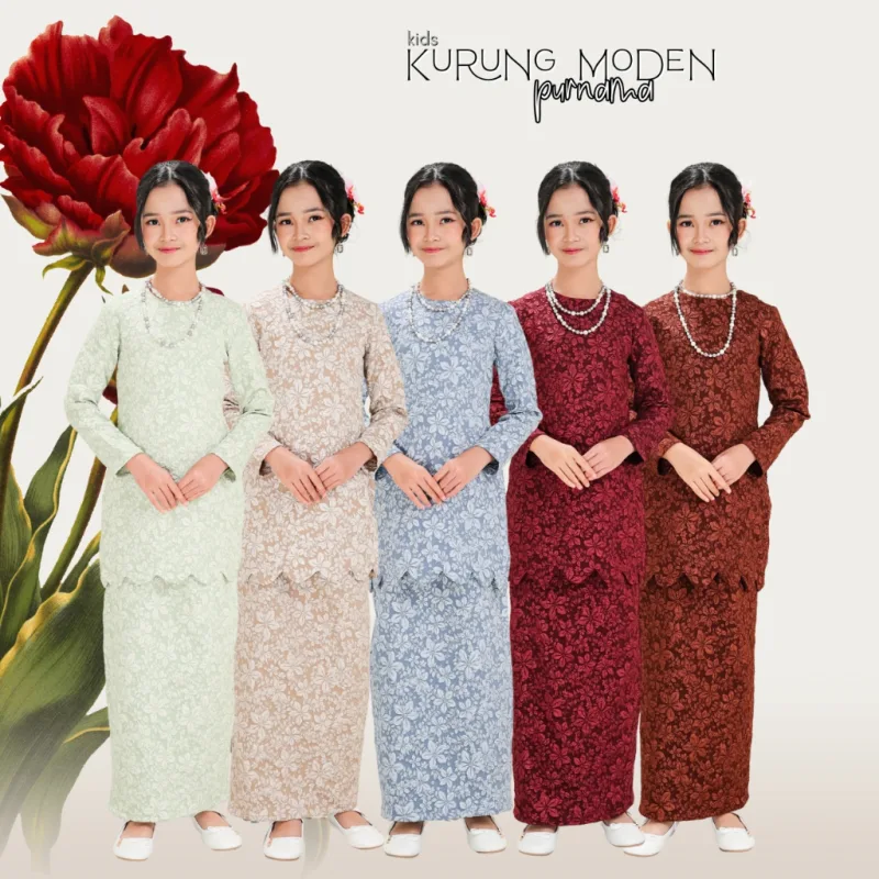 Kurung Moden Purnama Kids in 5 colour by Moff Collection