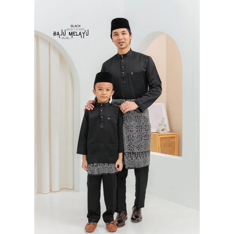 Set Family Kurung Riau Sulam in Black Maroon By Moff2U thumbnail 5