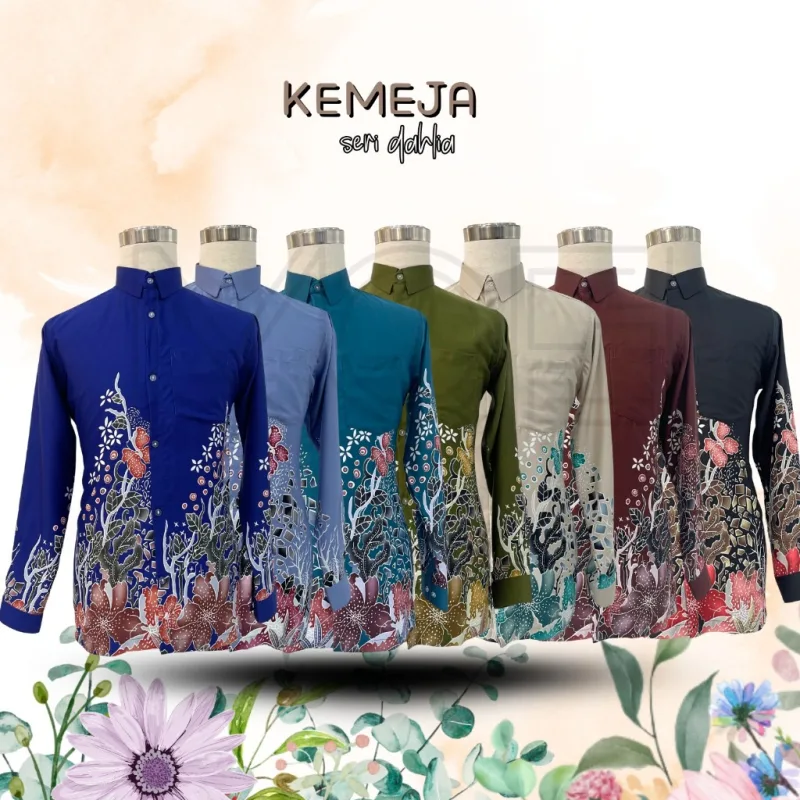 Kemeja Batik Seri Dahlia In 7 Colour By MOFF2U I Batik Malaysia I Batik Seri Dahlia