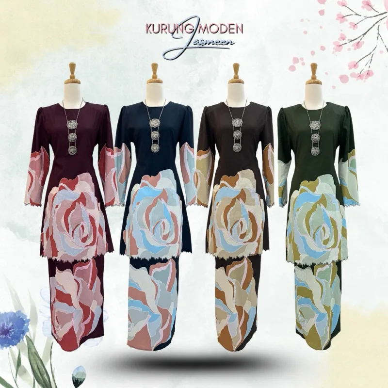NEW COLLECTION | KURUNG MODEN JASMEEN | CORAK FLORAL IN 4 COLOUR
