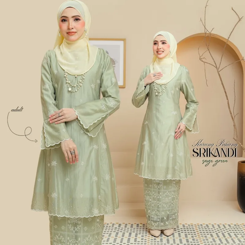 Set Family Kurung Moden Riau Srikandi IN Sage Green By Moff2U thumbnail 4