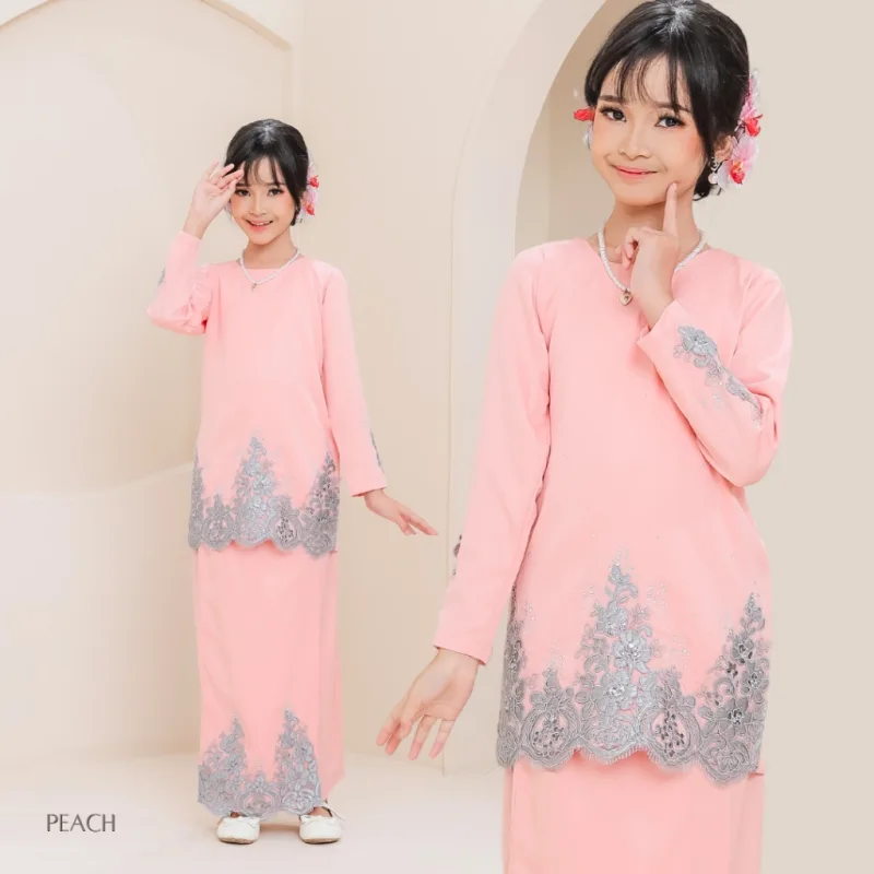 Set Family KURUNG MODEN DAMARA IN PEACH I KURUNG Moden I Ayah Anak I Ibu I Moden I Set Family By Moff2u thumbnail 3