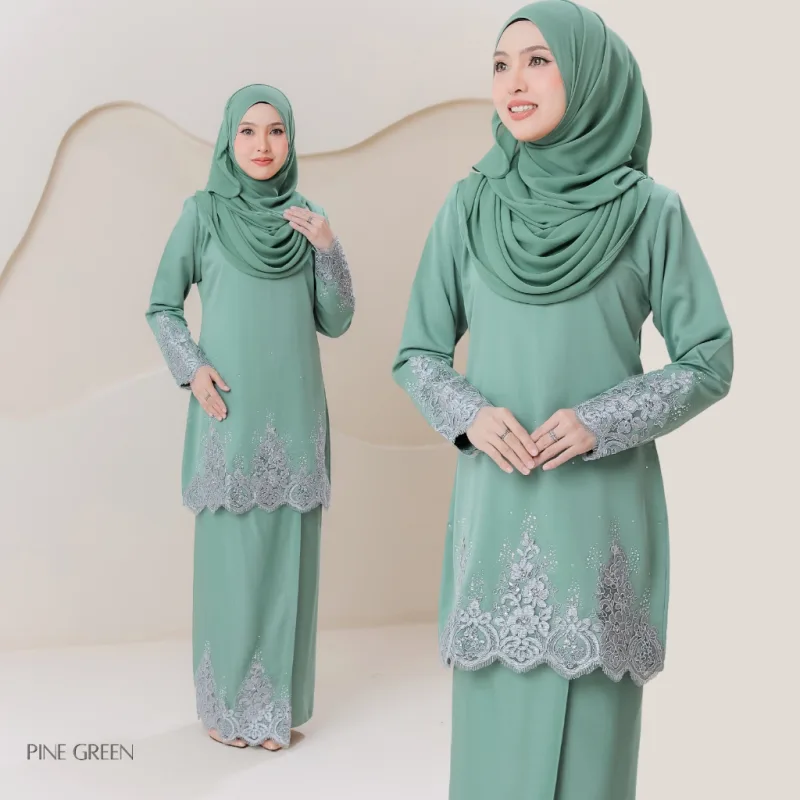Set Family KURUNG MODEN DAMARA IN PINE GREEN I KURUNG Moden I Ayah Anak I Ibu I Moden I Set Family By Moff2u thumbnail 3