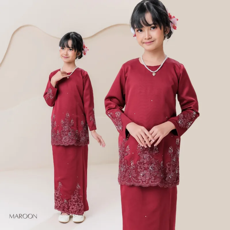 Set Family KURUNG MODEN DAMARA IN MAROON I KURUNG Moden I Ayah Anak I Ibu I Moden I Set Family By Moff2u thumbnail 2