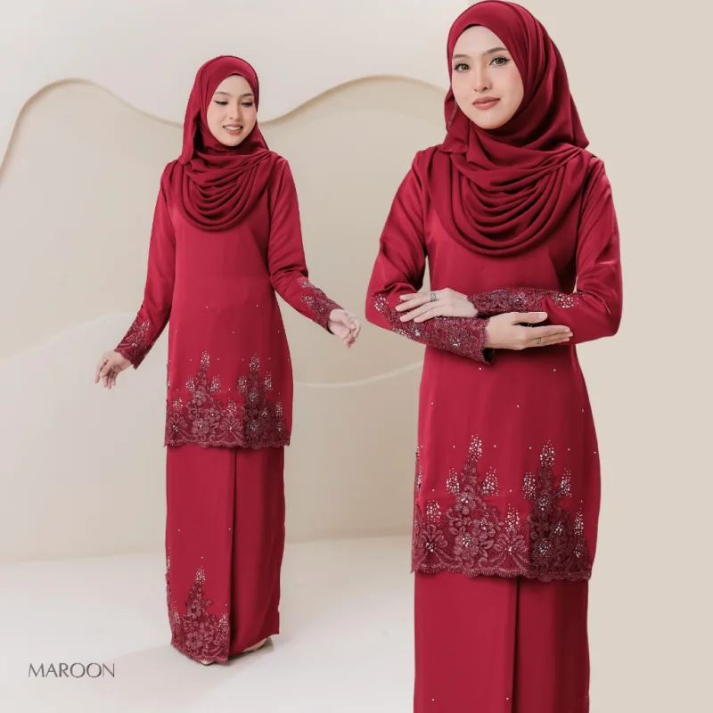 Set Family KURUNG MODEN DAMARA IN MAROON I KURUNG Moden I Ayah Anak I Ibu I Moden I Set Family By Moff2u thumbnail 4