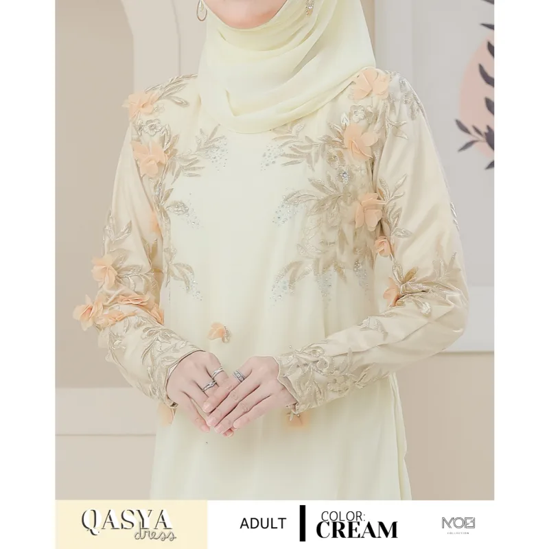 SET NIKAH DRESS QASYA 7 ITEM IN CREAM I NIKAH I TUNANG I SANDING I DINNER BY MOFF COLLECTION thumbnail 3