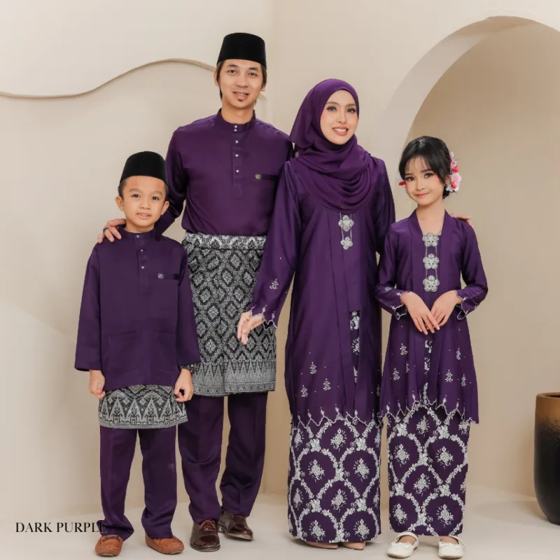 Set Family Kebarung Sarra IN DARK PURPLE I KURUNG Moden I Ayah Anak I Ibu I Moden I Set Family By Moff2u