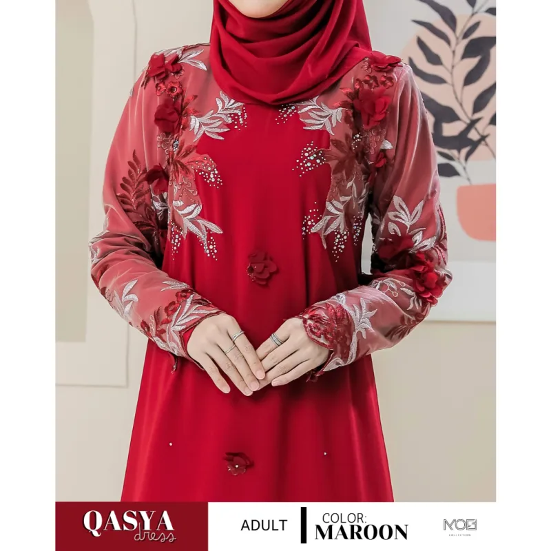 SET NIKAH DRESS QASYA 7 ITEM IN MAROON I NIKAH I TUNANG I SANDING I DINNER BY MOFF COLLECTION thumbnail 2