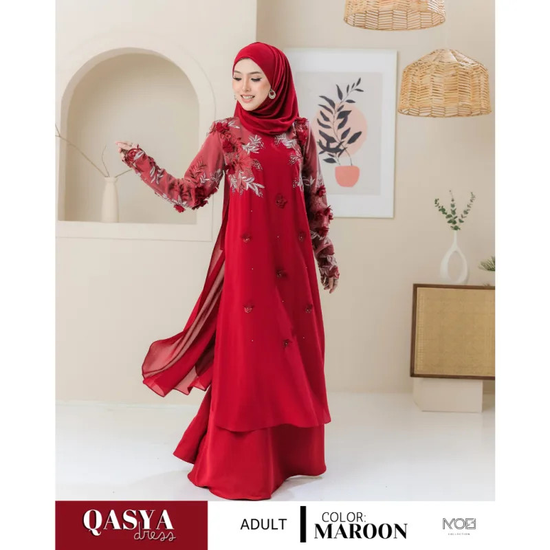SET NIKAH DRESS QASYA 7 ITEM IN MAROON I NIKAH I TUNANG I SANDING I DINNER BY MOFF COLLECTION thumbnail 3