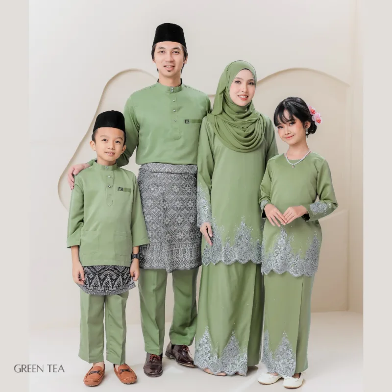 Set Family KURUNG MODEN DAMARA IN SAGE GREEN I KURUNG Moden I Ayah Anak I Ibu I Moden I Set Family By Moff2u