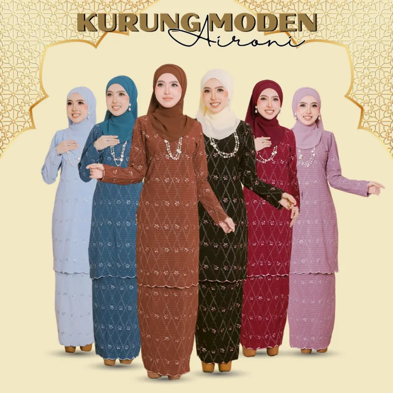 NEW ARRIVAL I KURUNG MODEN AIRONI DEWASA I CORAK SULAM IN 6 COLOUR