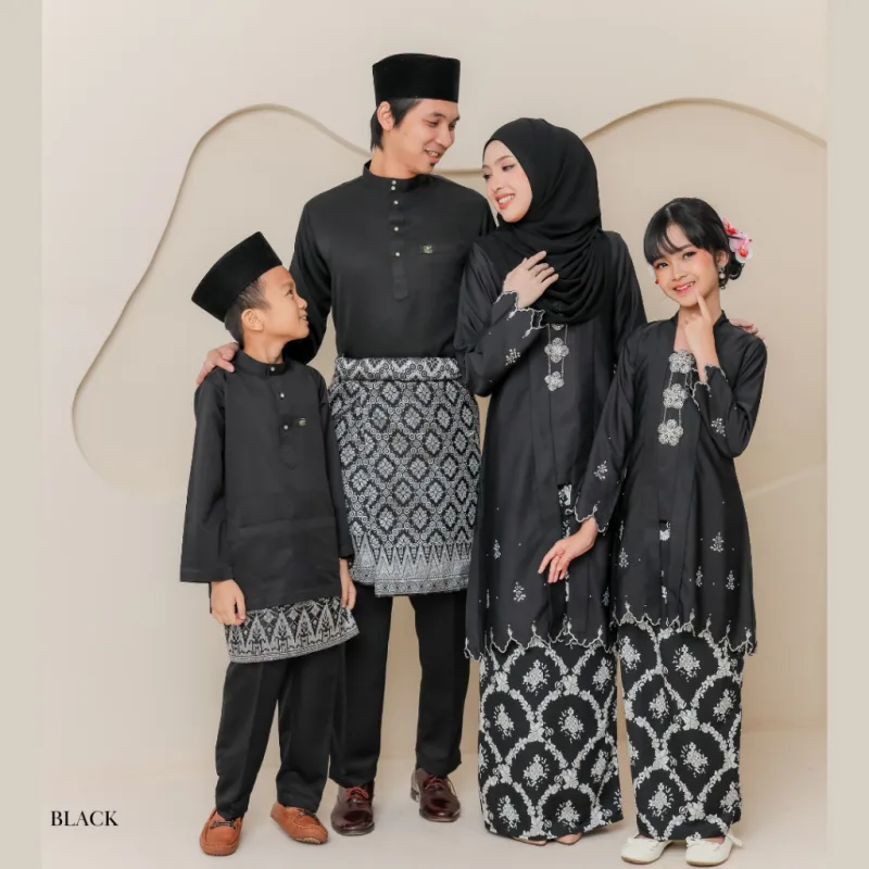 Set Family Kebarung Sarra IN BLACK I KURUNG Moden I Ayah Anak I Ibu I Moden I Set Family By Moff2u