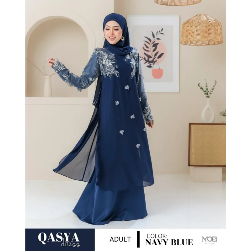 SET NIKAH DRESS QASYA 7 ITEM IN NAVY BLUE I NIKAH I TUNANG I SANDING I DINNER BY MOFF COLLECTION thumbnail 2
