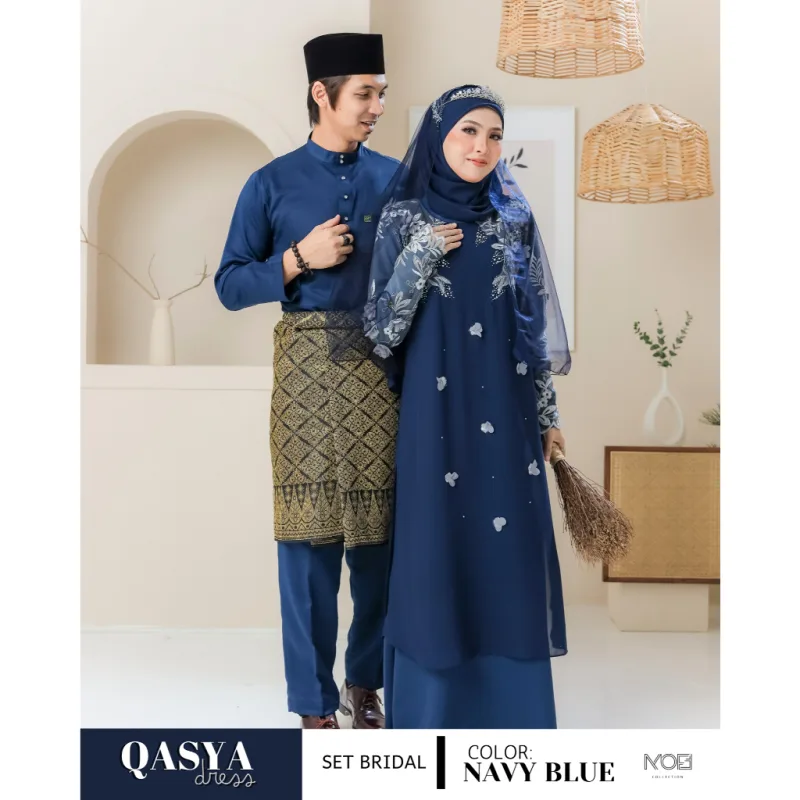 SET NIKAH DRESS QASYA 7 ITEM IN NAVY BLUE I NIKAH I TUNANG I SANDING I DINNER BY MOFF COLLECTION