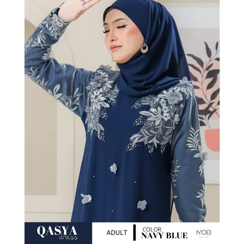 SET NIKAH DRESS QASYA 7 ITEM IN NAVY BLUE I NIKAH I TUNANG I SANDING I DINNER BY MOFF COLLECTION thumbnail 3