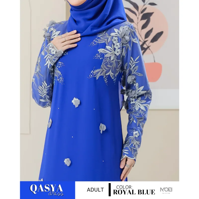 FULL SET NIKAH DRESS QASYA 7 ITEM IN ROYAL BLUE I NIKAH I TUNANG I SANDING I DINNER BY MOFF COLLECTION thumbnail 3
