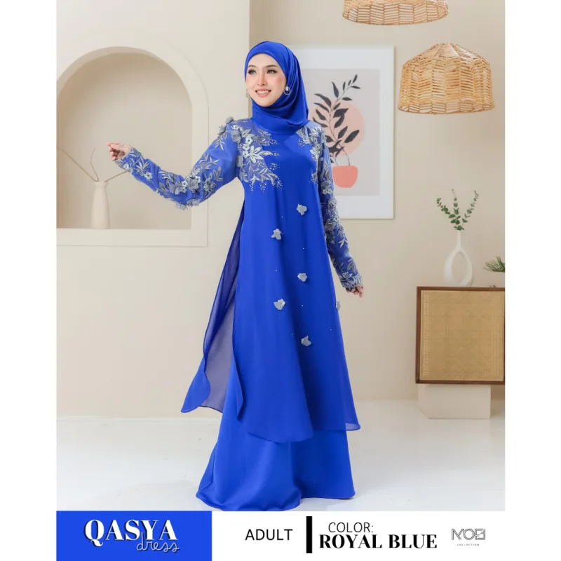 FULL SET NIKAH DRESS QASYA 7 ITEM IN ROYAL BLUE I NIKAH I TUNANG I SANDING I DINNER BY MOFF COLLECTION thumbnail 2