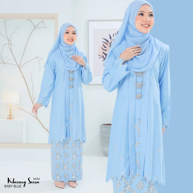 Set Family Kebarung Sarra IN BABY BLUE I KURUNG Moden I Ayah Anak I Ibu I Moden I Set Family By Moff2u thumbnail 4