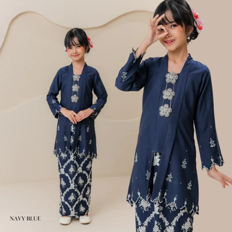 Set Family Kebarung Sarra IN NAVY BLUE I KURUNG Moden I Ayah Anak I Ibu I Moden I Set Family By Moff2u thumbnail 3