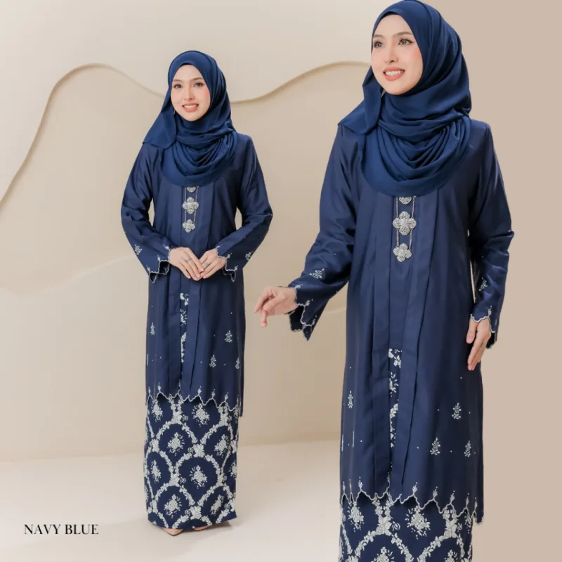 Set Family Kebarung Sarra IN NAVY BLUE I KURUNG Moden I Ayah Anak I Ibu I Moden I Set Family By Moff2u thumbnail 2
