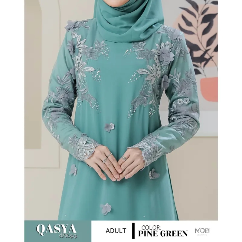 SET NIKAH DRESS QASYA 7 ITEM IN PINE GREEN I NIKAH I TUNANG I SANDING I DINNER BY MOFF COLLECTION thumbnail 3