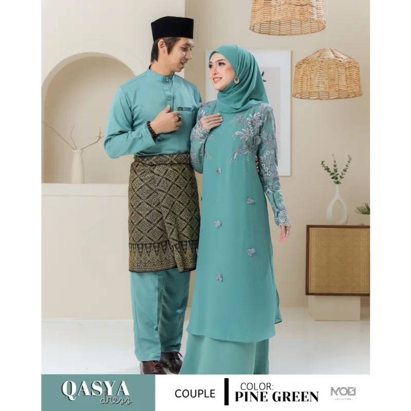 SET NIKAH DRESS QASYA 7 ITEM IN PINE GREEN I NIKAH I TUNANG I SANDING I DINNER BY MOFF COLLECTION
