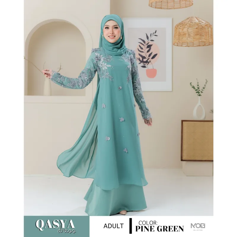 SET NIKAH DRESS QASYA 7 ITEM IN PINE GREEN I NIKAH I TUNANG I SANDING I DINNER BY MOFF COLLECTION thumbnail 2