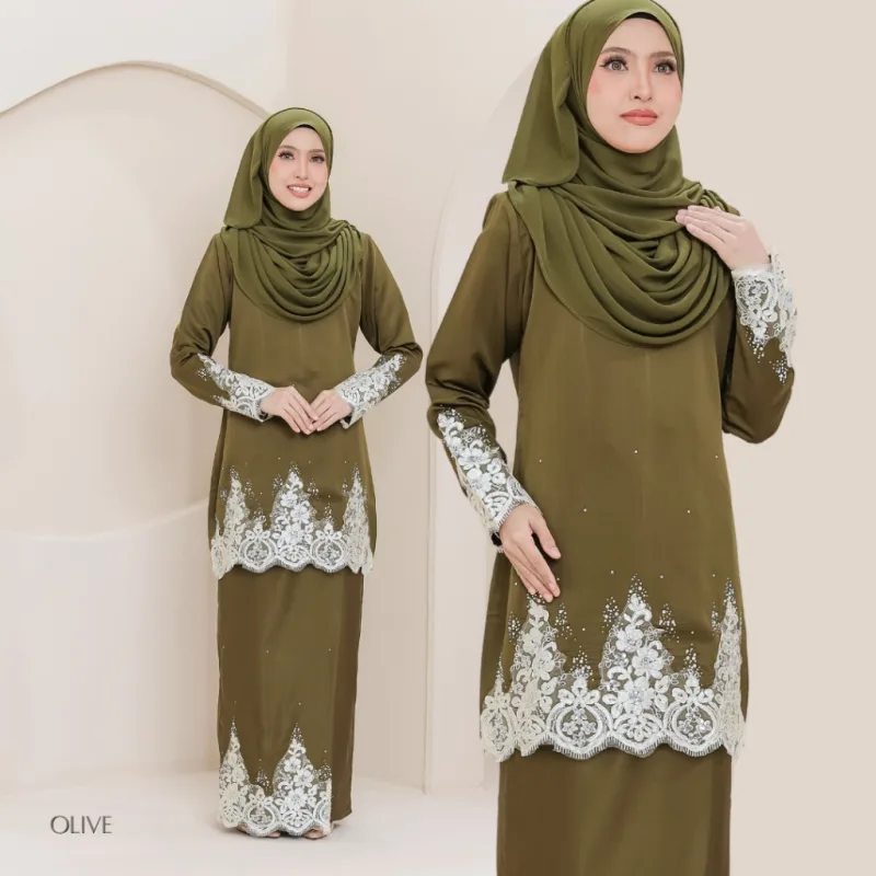 Set Family KURUNG MODEN DAMARA IN OLIVE GREEN I KURUNG Moden I Ayah Anak I Ibu I Moden I Set Family By Moff2u thumbnail 2