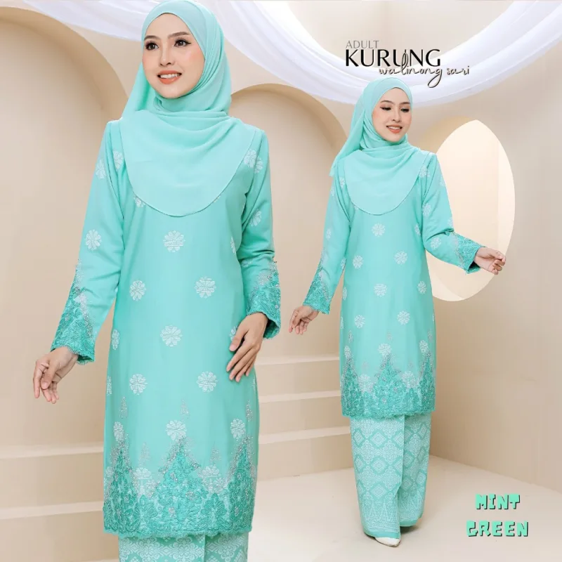 SET FAMILY WALINONG SARI | KURUNG WALINONG SARI IN MINT GREEN BY MOFF COLLECTION thumbnail 3