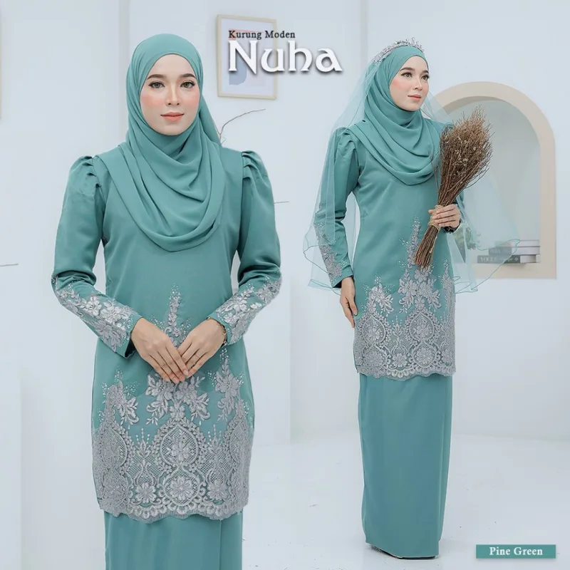 Set Family KURUNG MODEN NUHA IN PINE GREEN I KURUNG Moden I Ayah Anak I Ibu I Moden I Set Family By Moff2u thumbnail 2
