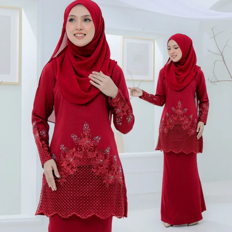 Set Family Belvana In Maroon I Kurung Moden I Set Family I Raya 2026 By Moff Collection thumbnail 2