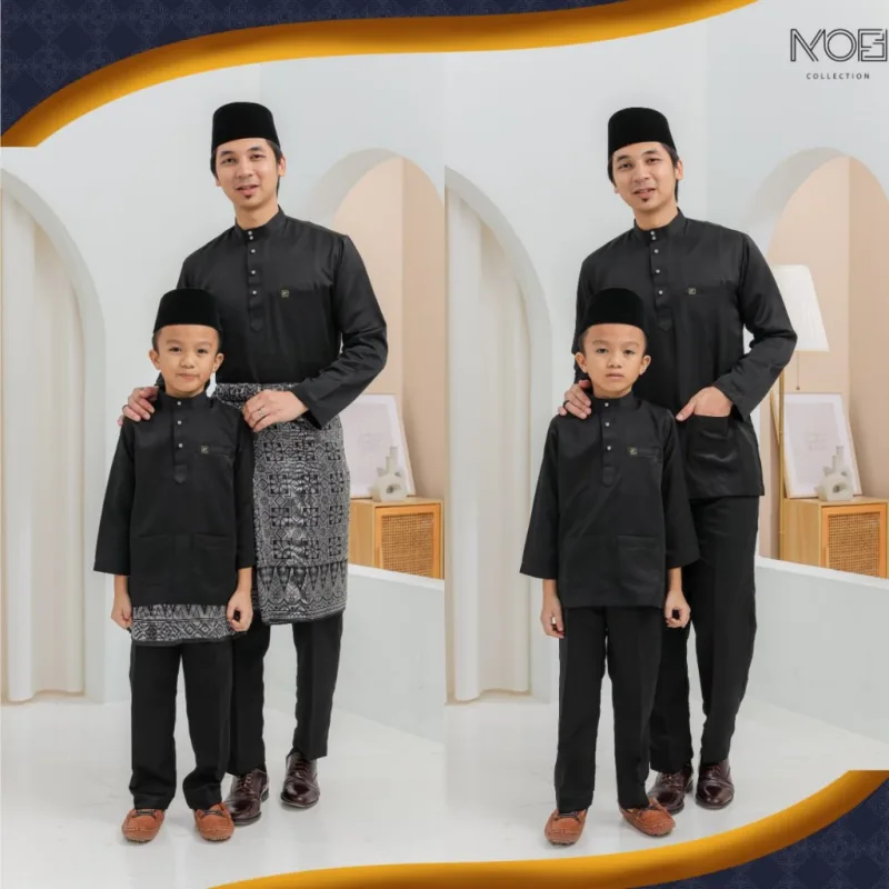 Set Family KURUNG MODEN NUHA IN BLACK I KURUNG Moden I Ayah Anak I Ibu I Moden I Set Family By Moff2u thumbnail 3