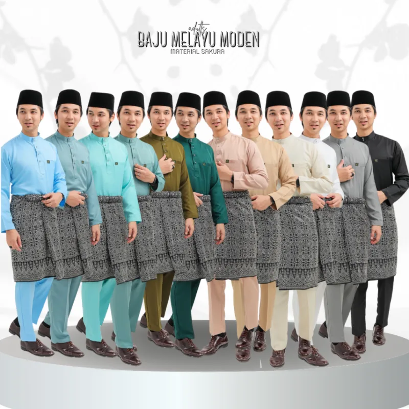Baju Melayu Moden + Sampin IN 12 COLOUR I Baju Melayu Moden I Raya 2024 By Moff Collection