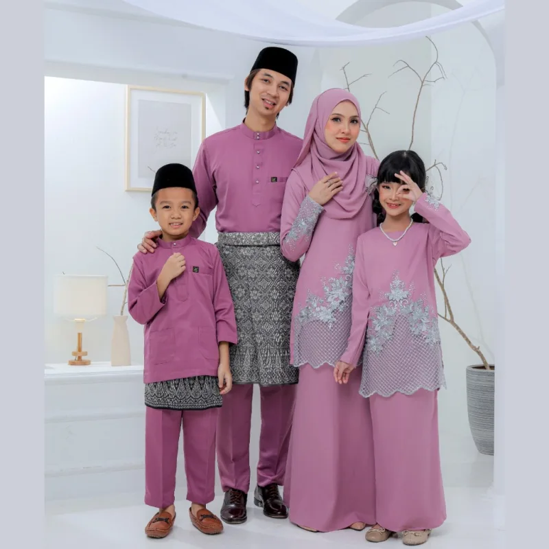 Set Family Belvana In Dusty Purple I Kurung Moden I Set Family I Raya 2026 By Moff Collection