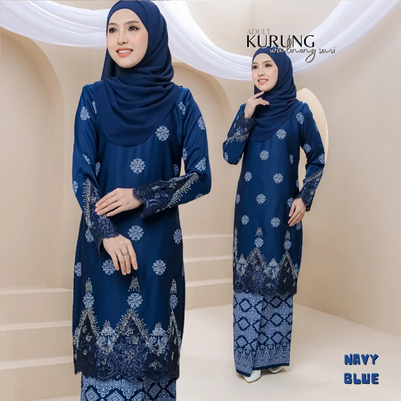 SET FAMILY WALINONG SARI | KURUNG WALINONG SARI IN NAVY BLUE BY MOFF COLLECTION thumbnail 2
