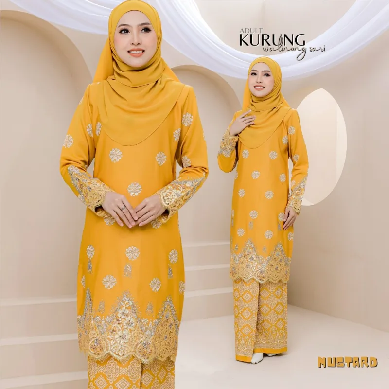 SET FAMILY WALINONG SARI | KURUNG WALINONG SARI IN MUSTARD BY MOFF COLLECTION thumbnail 2