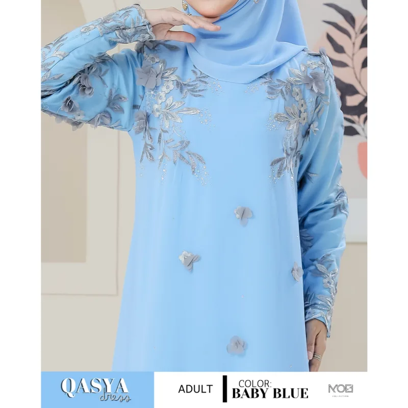 SET NIKAH DRESS QASYA 7 ITEM IN BABY BLUE I NIKAH I TUNANG I SANDING I DINNER BY MOFF COLLECTION thumbnail 2