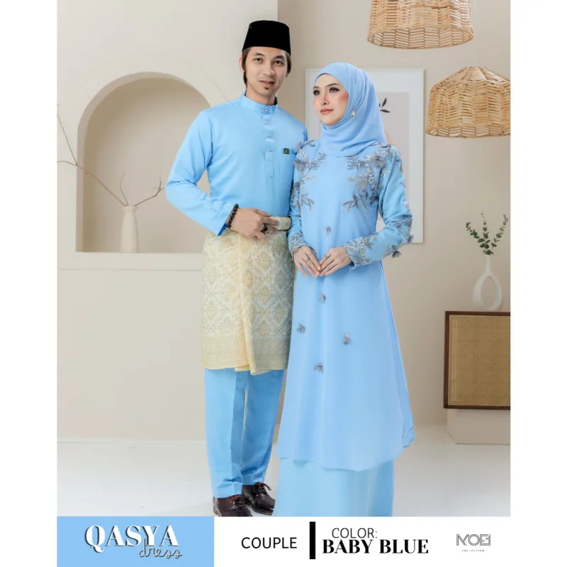 SET NIKAH DRESS QASYA 7 ITEM IN BABY BLUE I NIKAH I TUNANG I SANDING I DINNER BY MOFF COLLECTION
