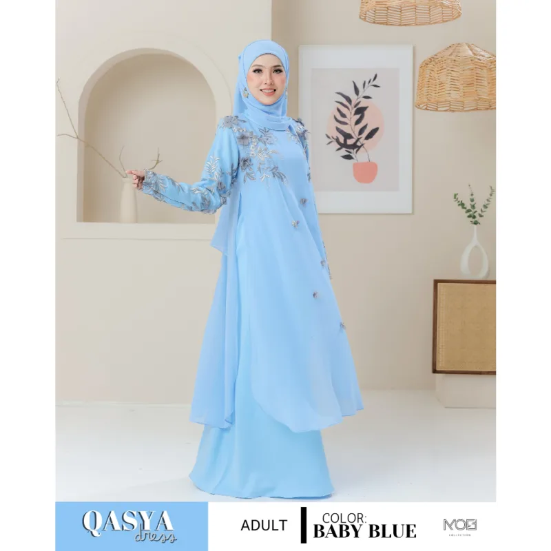 SET NIKAH DRESS QASYA 7 ITEM IN BABY BLUE I NIKAH I TUNANG I SANDING I DINNER BY MOFF COLLECTION thumbnail 3