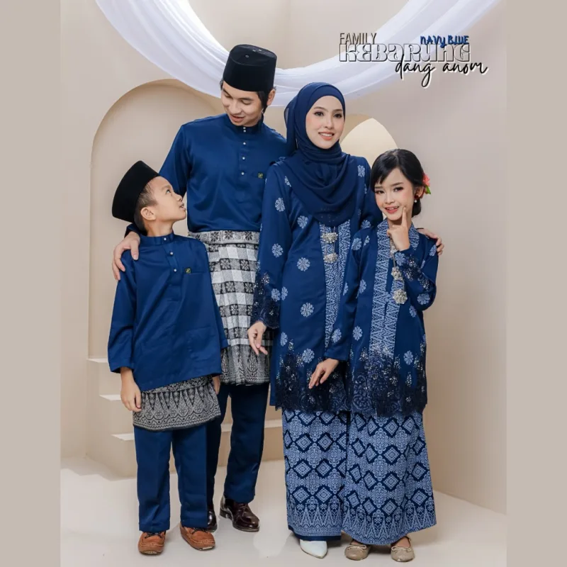 Set Family Kebarung Dang Anom In Navy Blue I Set Family I Raya 2026 by Moff Collection