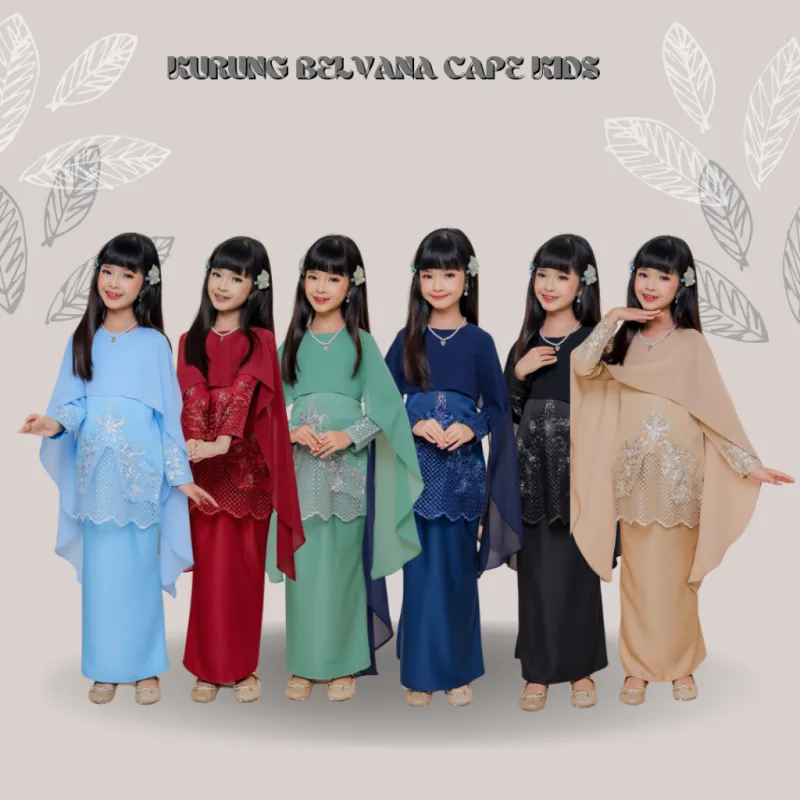 Kurung Moden Belvana Cape Kids in 6 Colour I Kurung Raya I Kurung Moden I Raya 2024 by Moff Collection