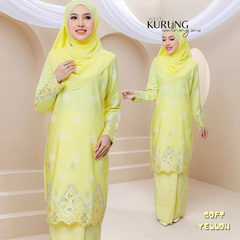 SET FAMILY WALINONG SARI | KURUNG WALINONG SARI IN SOFT YELLOW BY MOFF COLLECTION thumbnail 2