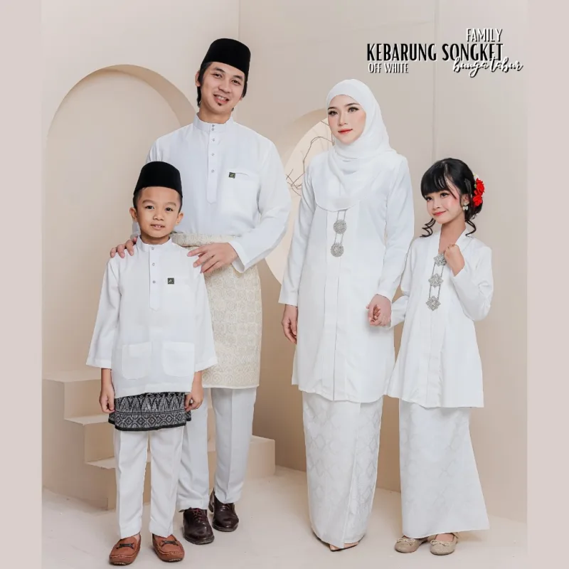 Set Family KEBARUNG IN OFF WHITE I KEBARUNG Moden I Ayah Anak I Ibu I Moden I Set Family By Moff2u
