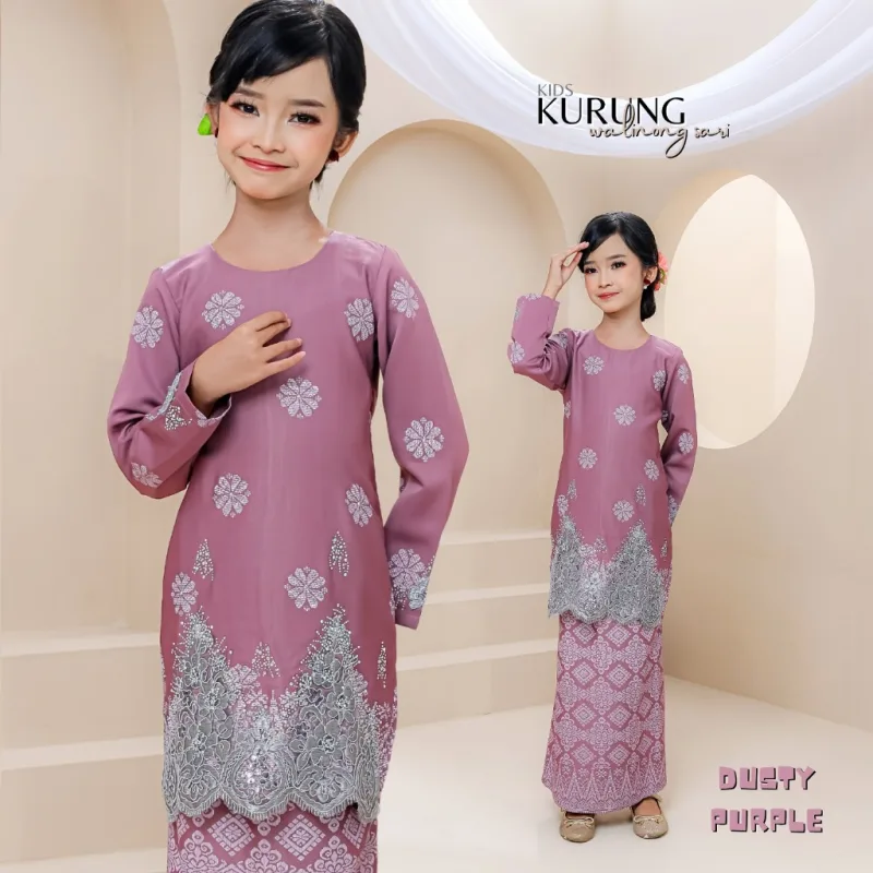 SET FAMILY WALINONG SARI | KURUNG WALINONG SARI IN DUSTY PURPLE BY MOFF COLLECTION thumbnail 3