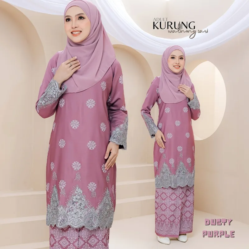 SET FAMILY WALINONG SARI | KURUNG WALINONG SARI IN DUSTY PURPLE BY MOFF COLLECTION thumbnail 2