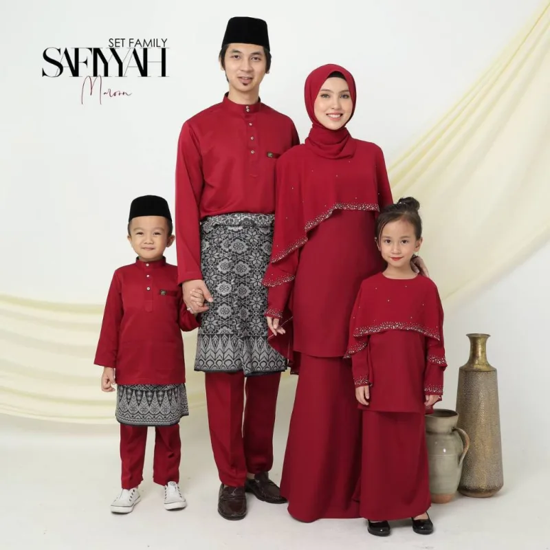 Set Family Kurung Moden Safiyyah In MAROON I Kurung Moden I Ayah Anak I Ibu I Moden I Set Family By Moff2u