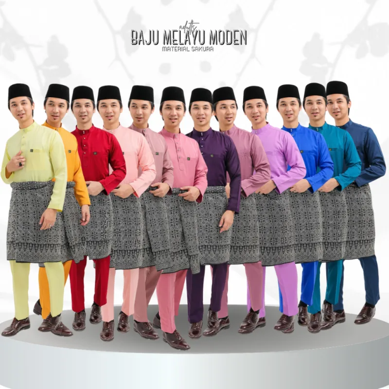 Baju Melayu Moden + Sampin IN 12 COLOUR I Baju Melayu Moden I Raya 2024 By Moff Collection