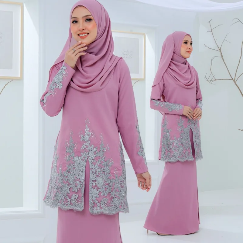 Set Family Hadeeqa In Dusty Purple I Kurung Moden I Set Family I Raya 2026 By Moff Collection thumbnail 2