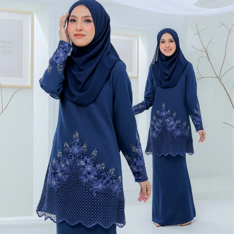 Set Family Belvana In Navy Blue I Kurung Moden I Set Family I Raya 2026 By Moff Collection thumbnail 2